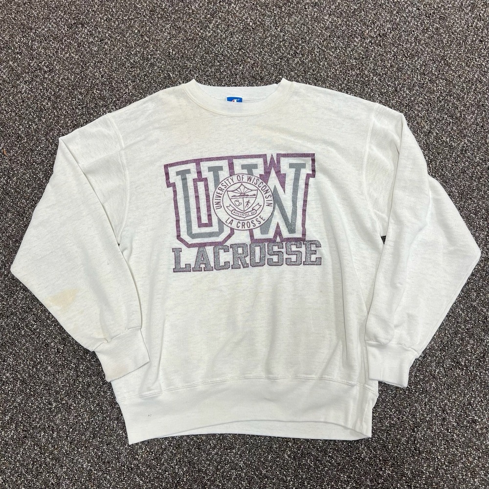 Vintage 1990s Champion UW lacrosse Faded Thin Sweatshirt Graphic Usa Made Sz Xl